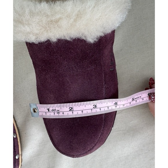 UGG Australia Shearling Clogs Womens 10 Plum Suede Wood Sole Slip On Fur Lined - Picture 5 of 16